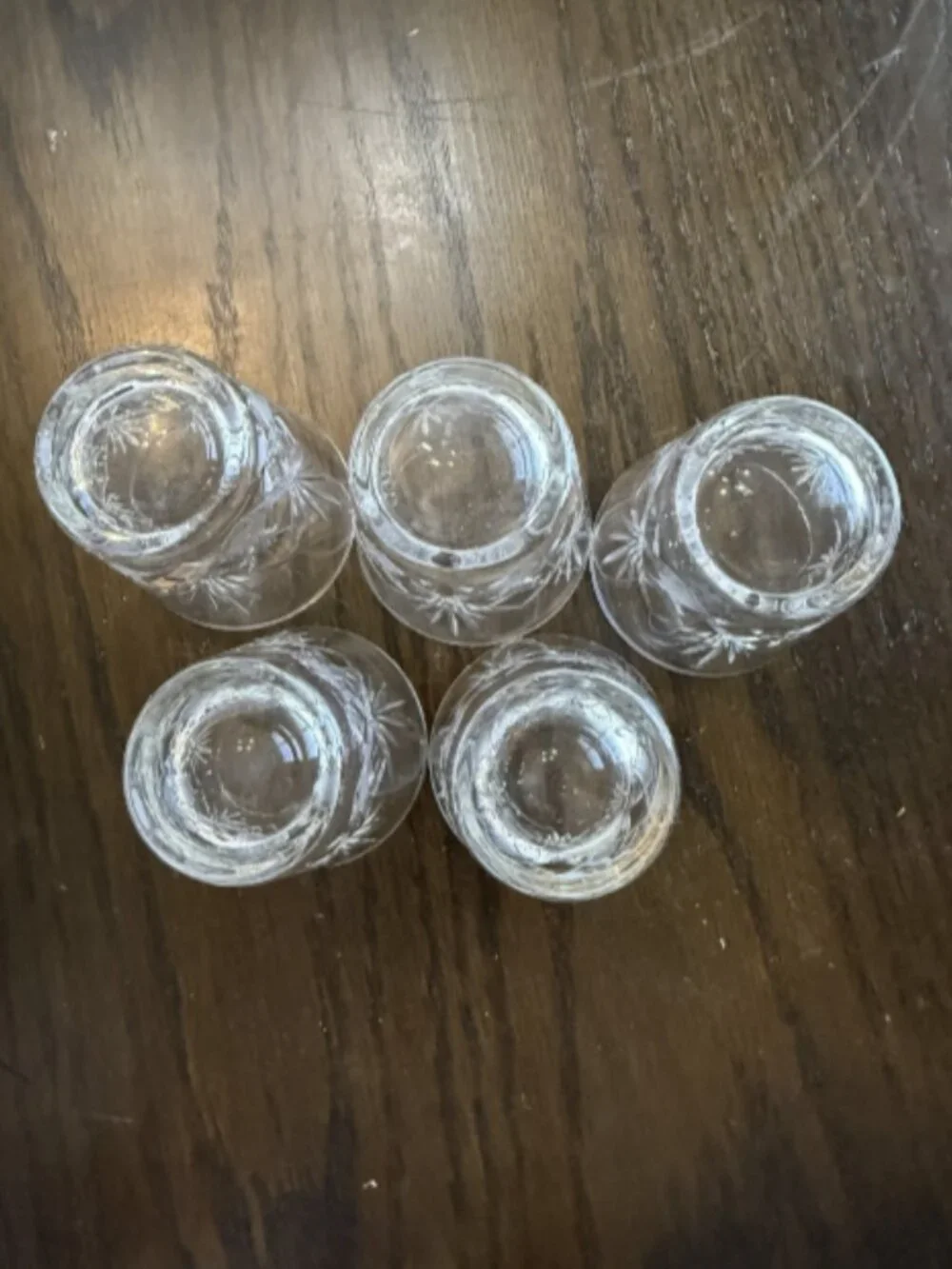 Vintage Small Cut Glass Whiskey Tumblers 3” Set Of 5